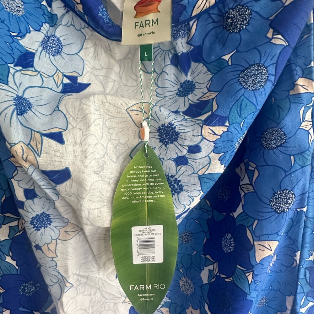 FARM Rio Flower Stripes Midi Skirt L - Picture 4 of 6